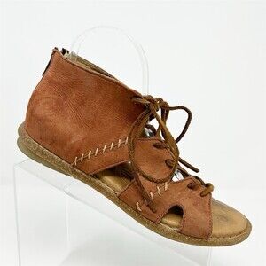 Børn Nea Brown Gladiator Sandals Lace-Up Ankle Zip Flat Open Toe Back Zipper